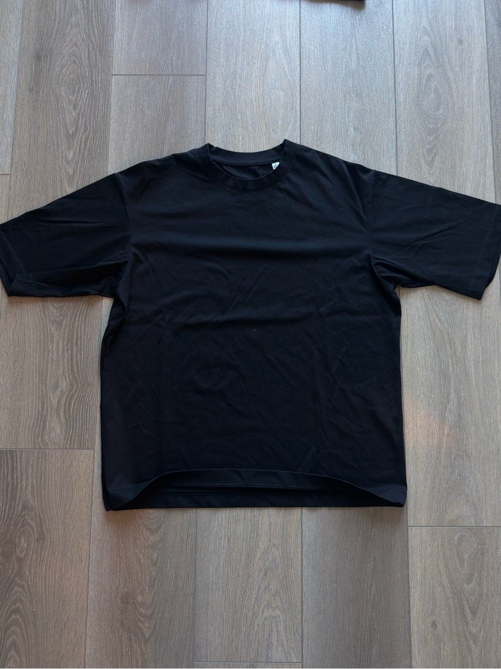 Uniqlo AIRism Cotton Oversized Crew Neck Half-Sleeve T-Shirt Black Medium